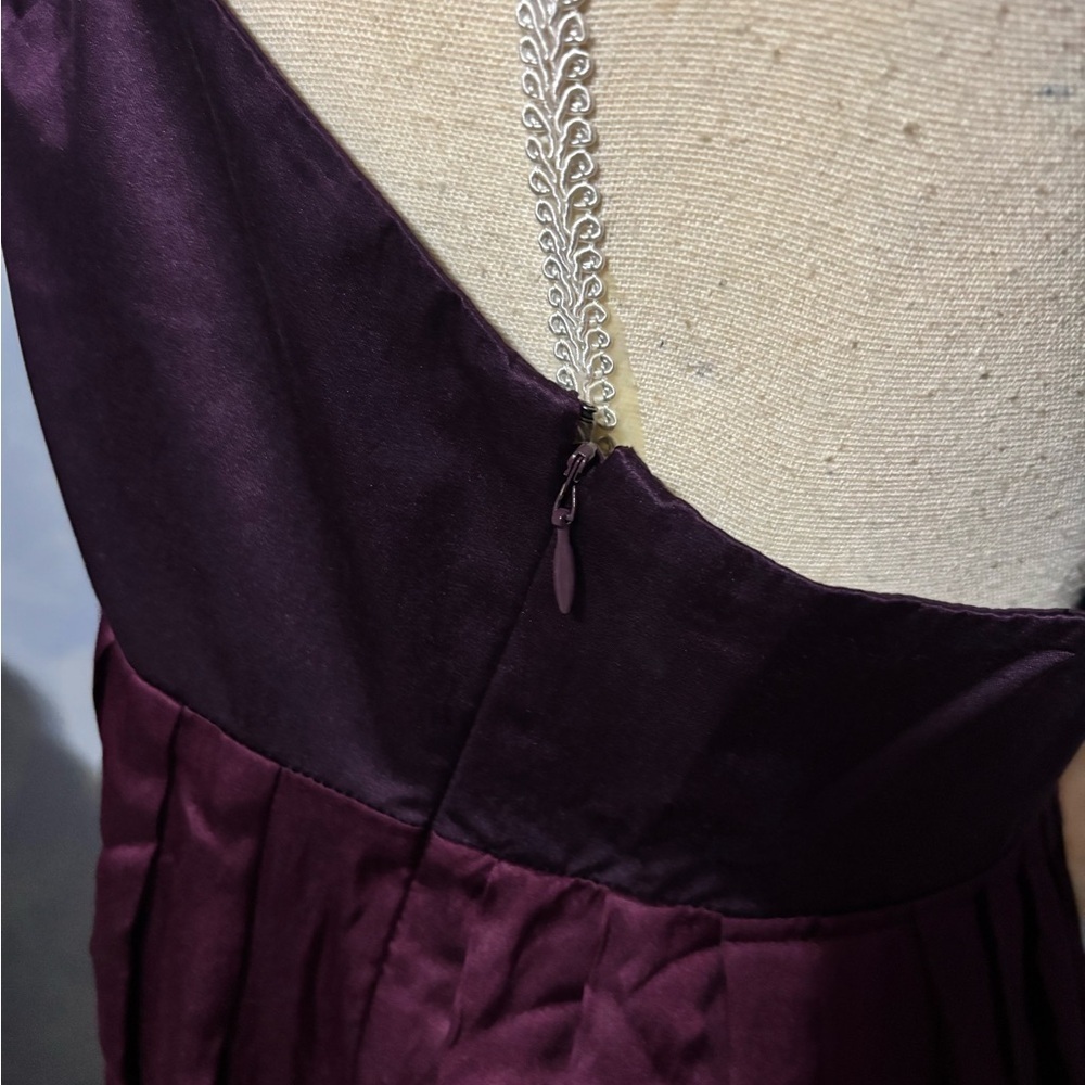Club Monaco Red purple Pleated Halter midi dress silk size 10 - Picture 8 of 16